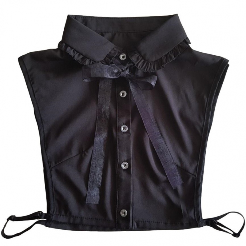 Verbazingwekkend Losse blouse kraag - zwart met strikje - Losse Blouse Kraagjes GR-91