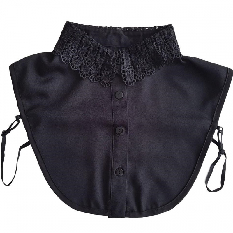 teer herwinnen Buitengewoon Zwart blouse kraagje met kant - Losse Blouse Kraagjes