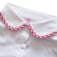 Los blouse kraagje - wit met rode ruitjes