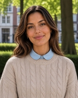 Lichtblauw kraagje met ronde kraag
