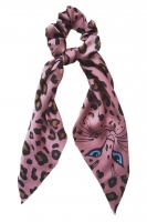 Roze panterprint scrunchie met sjaal