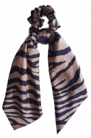 Zebra print scrunchie met lint - bruin