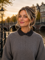 Zwart blousekraagje met ronde kraag