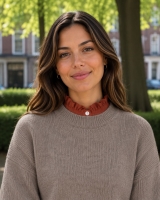Oranje/Rood blouse kraagje met opstaande kraag