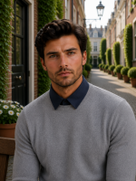 Denim herenkraagje donkerblauw - Maat S t/m L