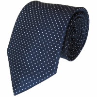 Donkerblauwe XL stropdas met stippen