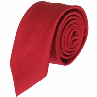 Rode smalle stropdas - fijne rib - 6cm