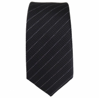 Zwarte smalle stropdas met zilveren strepen - 5cm
