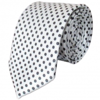 Witte skinny stropdas met stippen - 5cm