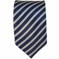 Donkerblauwe smalle stropdas met strepen - 5cm
