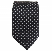 Zwarte skinny stropdas met stippen - 5cm