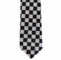 Smalle stropdas geblokt zwart/wit - 5cm