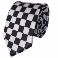 Smalle stropdas geblokt zwart/wit - 5cm