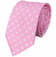 Lichtroze stropdas met stippen - 7cm