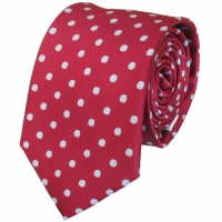 Donkerrode stropdas met stippen - 7cm