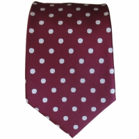 Bordeauxrode stropdas met stippen - 7cm