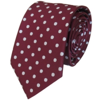 Bordeauxrode stropdas met stippen - 7cm