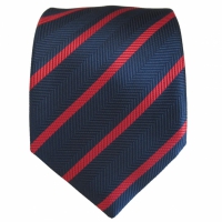 Donkerblauwe stropdas met rode strepen - 8cm