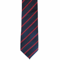 Donkerblauwe stropdas met rode strepen - 8cm