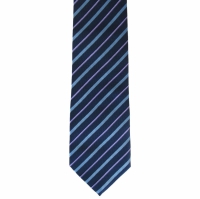 Donkerblauwe stropdas met strepen blauw/paars - 8cm