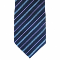Donkerblauwe stropdas met strepen blauw/paars - 8cm