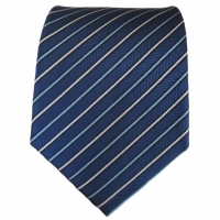 Blauwe stropdas met smalle strepen - 8cm