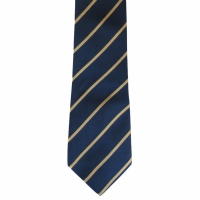 Donkerblauwe stropdas met gele strepen - 8cm