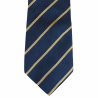 Donkerblauwe stropdas met gele strepen - 8cm