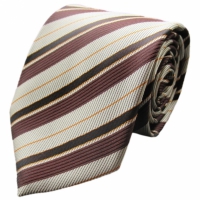Gouden stropdas  met bruine strepen - 7,5cm