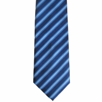 Navy stropdas met dubbele blauwe strepen - 8cm
