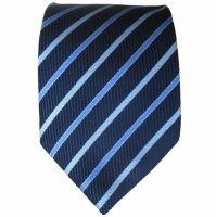 Donkerblauwe stropdas met blauwe smalle strepen - 8cm