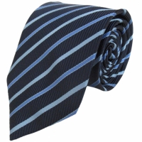 Donkerblauwe stropdas met blauwe smalle strepen - 8cm