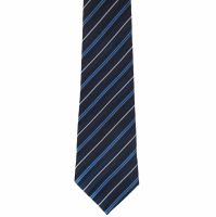 Donkerblauwe stropdas met strepen blauw/wit - 8cm