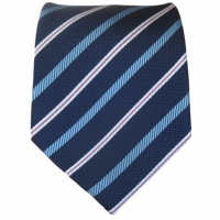 Donkerblauwe stropdas met strepen blauw/rood - 8cm