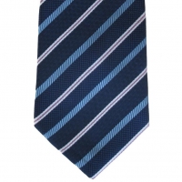 Donkerblauwe stropdas met strepen blauw/rood - 8cm
