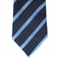 Donkerblauwe stropdas met lichtblauwe strepen - 8cm