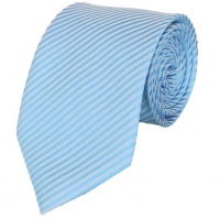 Lichtblauwe stropdas met witte strepen - 7,5cm