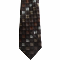 Bruine stropdas geblokt - 7,5cm