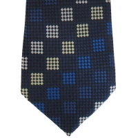 Blauwe stropdas geblokt - 7,5cm