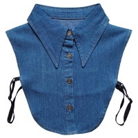 Blauw denim kraagje met lange puntkraag