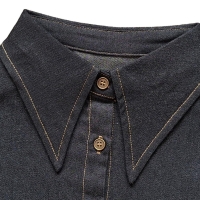 Grijs denim kraagje met lange puntkraag